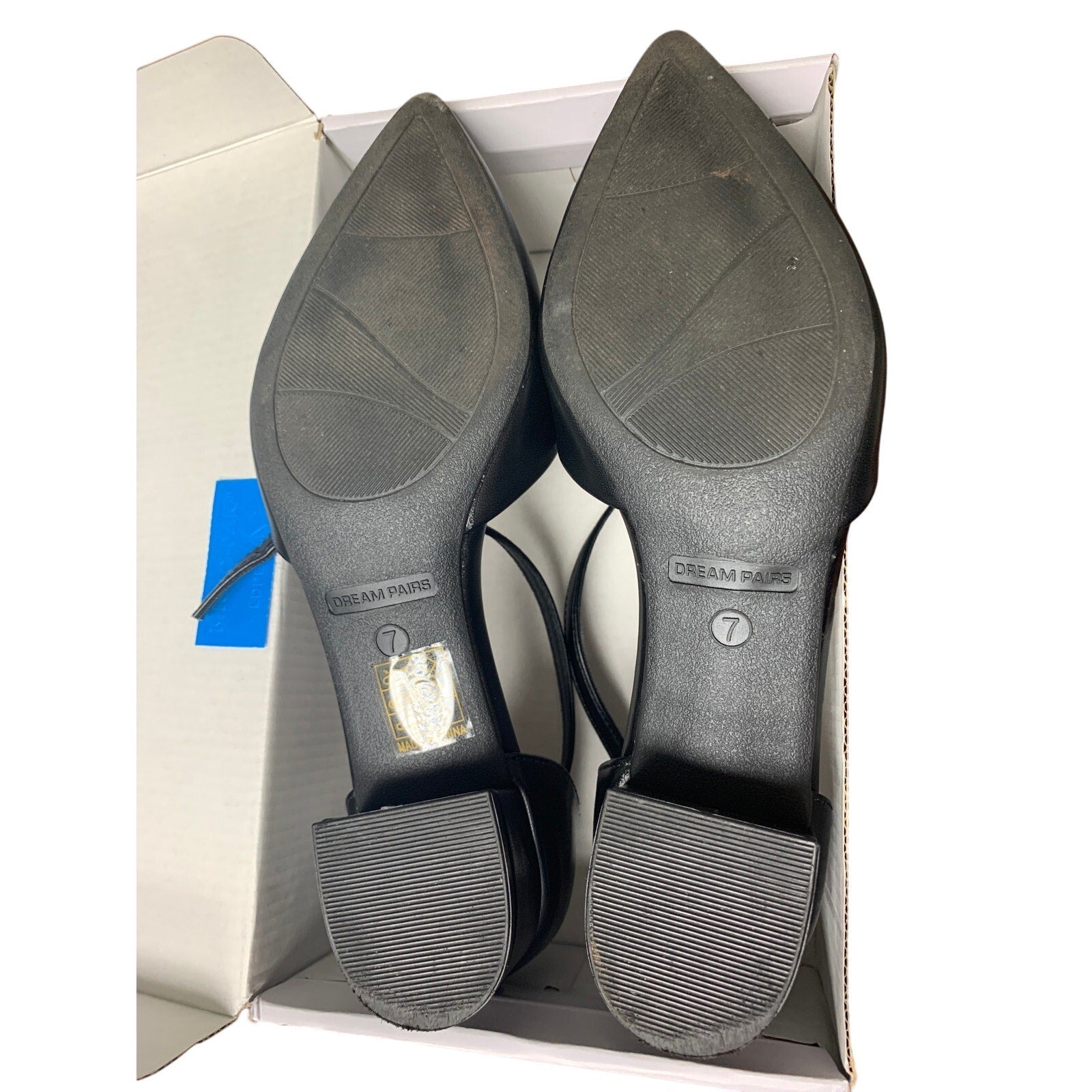 Dream Pairs Womens Size 7 Black Faux Leather Closed Pointy Toe Ankle Strap Shoes
