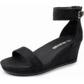 Dream Pairs Womens Size 10 Black 2.5" Wedge Sandal Open Toe Ankle Strap Shoes