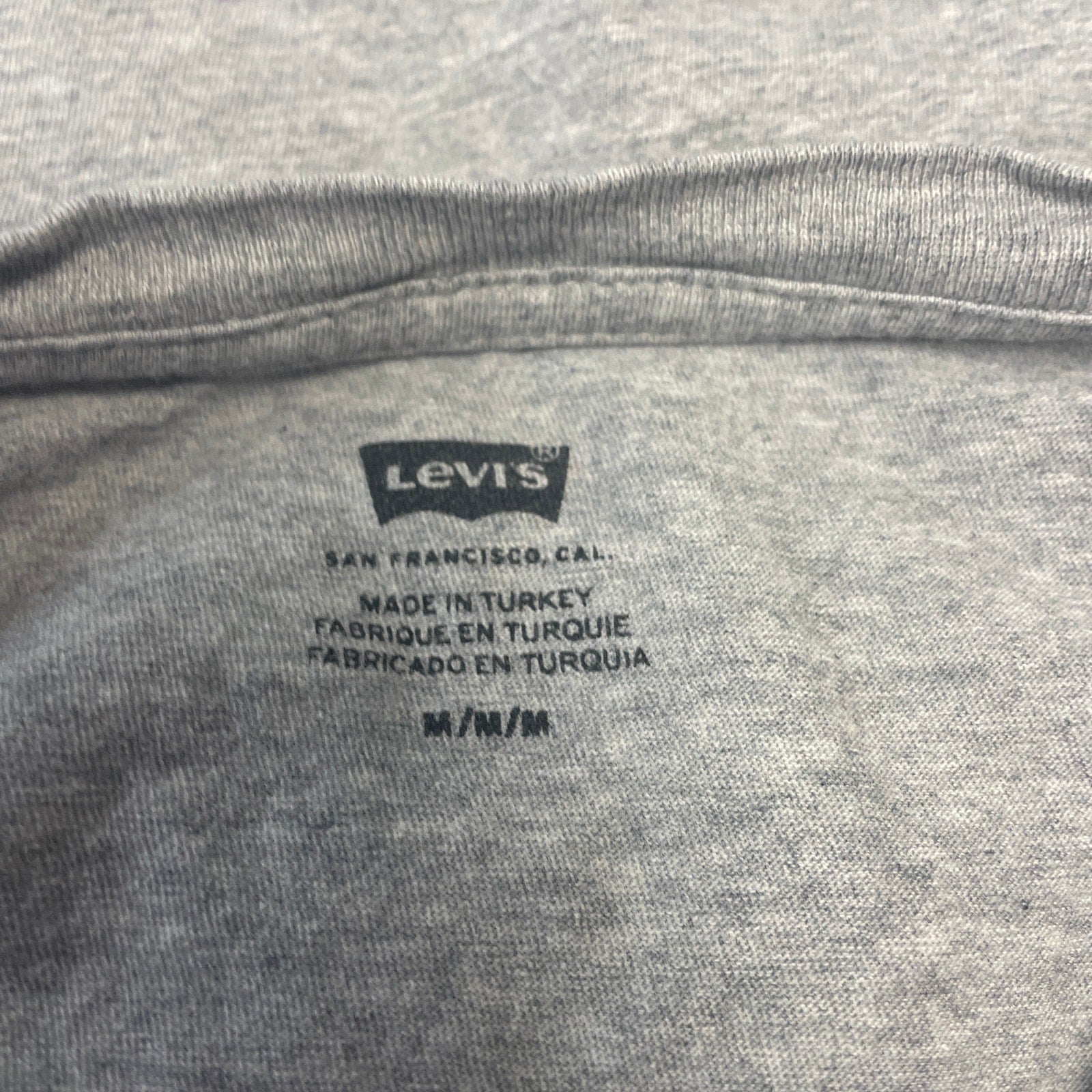 Levi's Womens Medium 100% Cotton Gray Short Sleeve Crew Neck Casual Tee Shirt