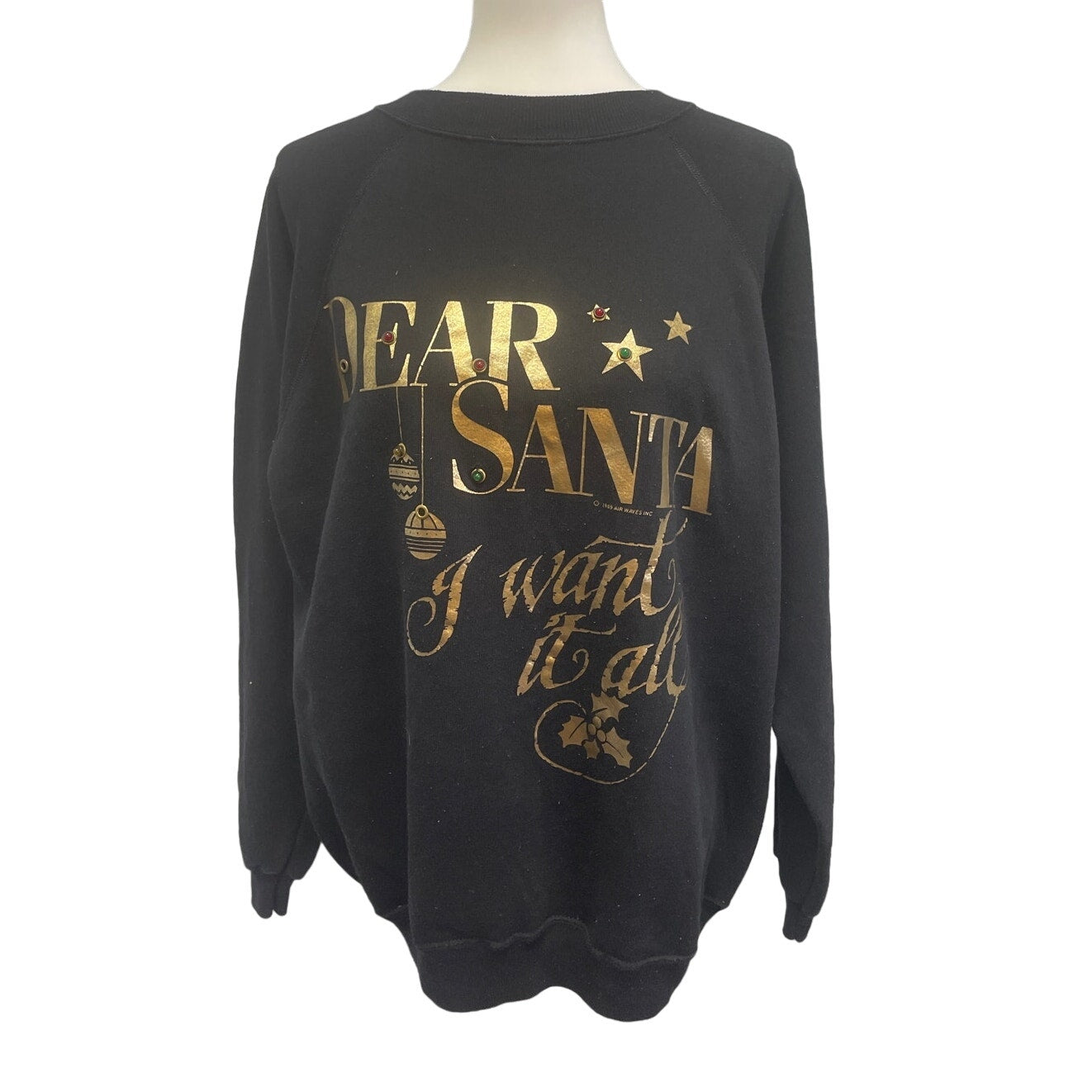 Hanes Womens XL Dear Santa I Want It All Long Sleeve Pullover Sweatshirt