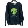 Upcycled Hand Printed Womens XL Rock The Broc Broccoli Long Sleeve Sweatshirt