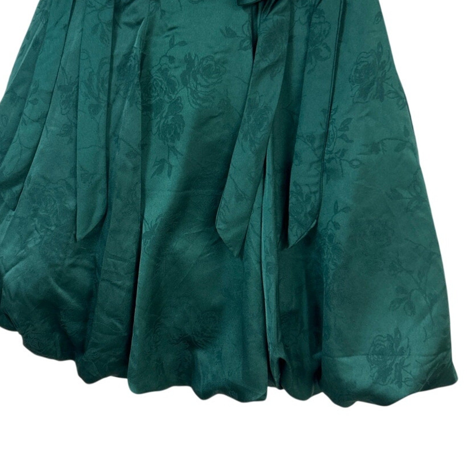 New Francescas Womens Small Emerald Green Jacquard Strappy Mini Bubble Dress