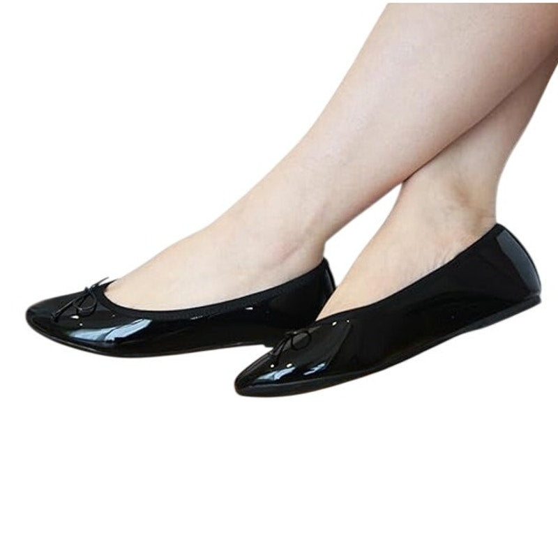 Fever Sole Womens Size 9.5 Black Flats Mini Bow Slip On Round Closed Toe Shoes