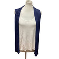 Naif Large Sleeveless Cotton Blend Attached White Tank Top w Flowy Lacy Cardigan