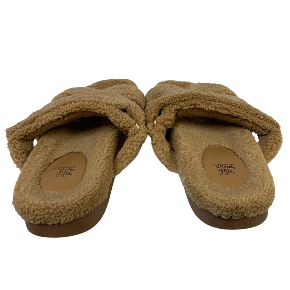 Wild Fable Womens Size 9 Brown Fuzzy Slippers Slip On Open Round Toe Shoes