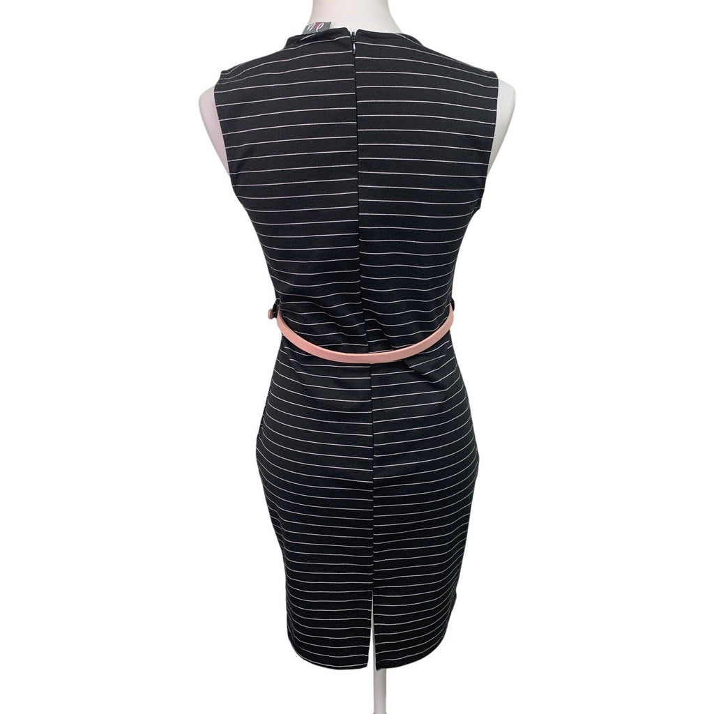 Dots Womens Medium Pin Striped Sweetheart Neckline Bodycon Dress w New Belt