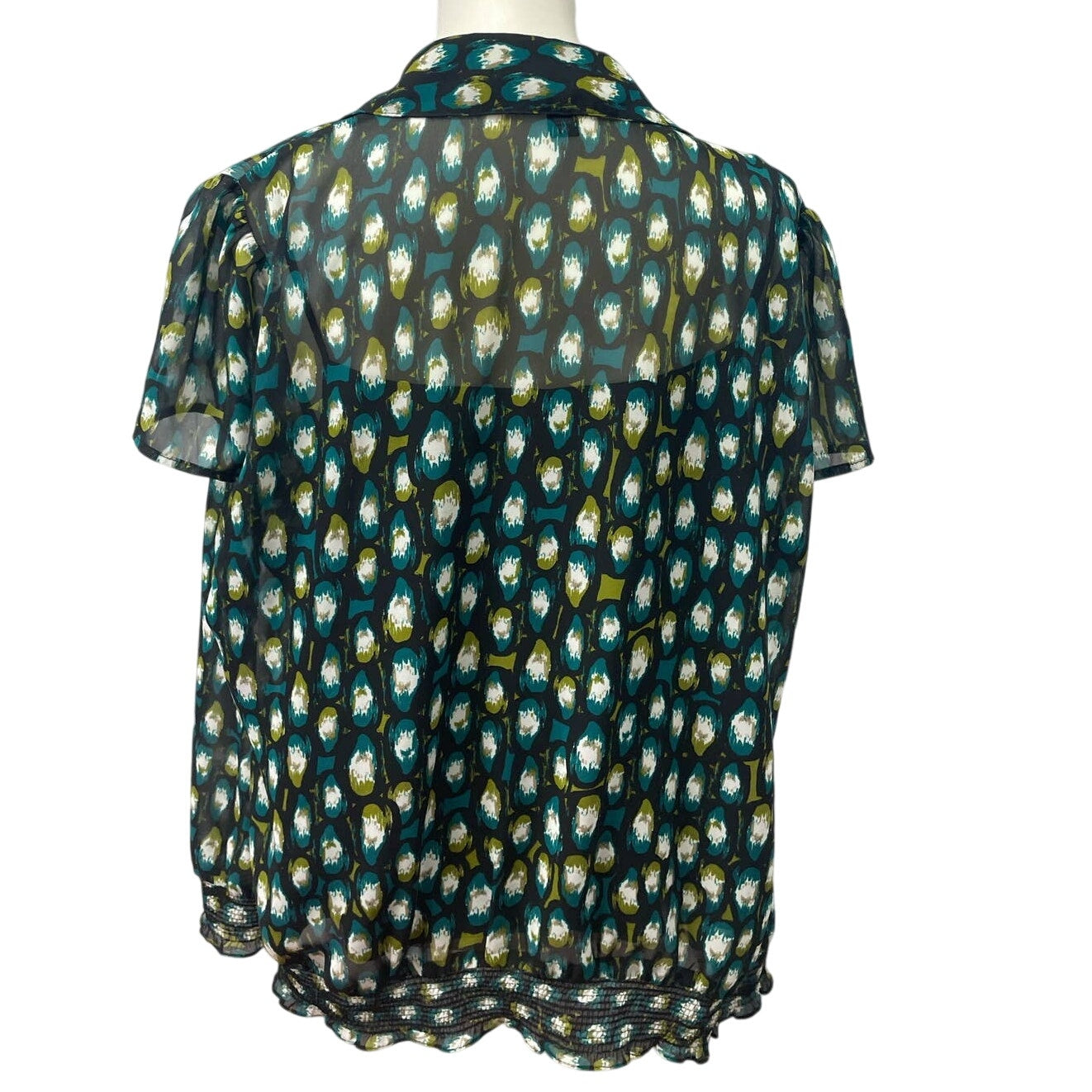East 5th Woman 1X Double Layer Short Sleeve Sheer Top Over Black Cami Set