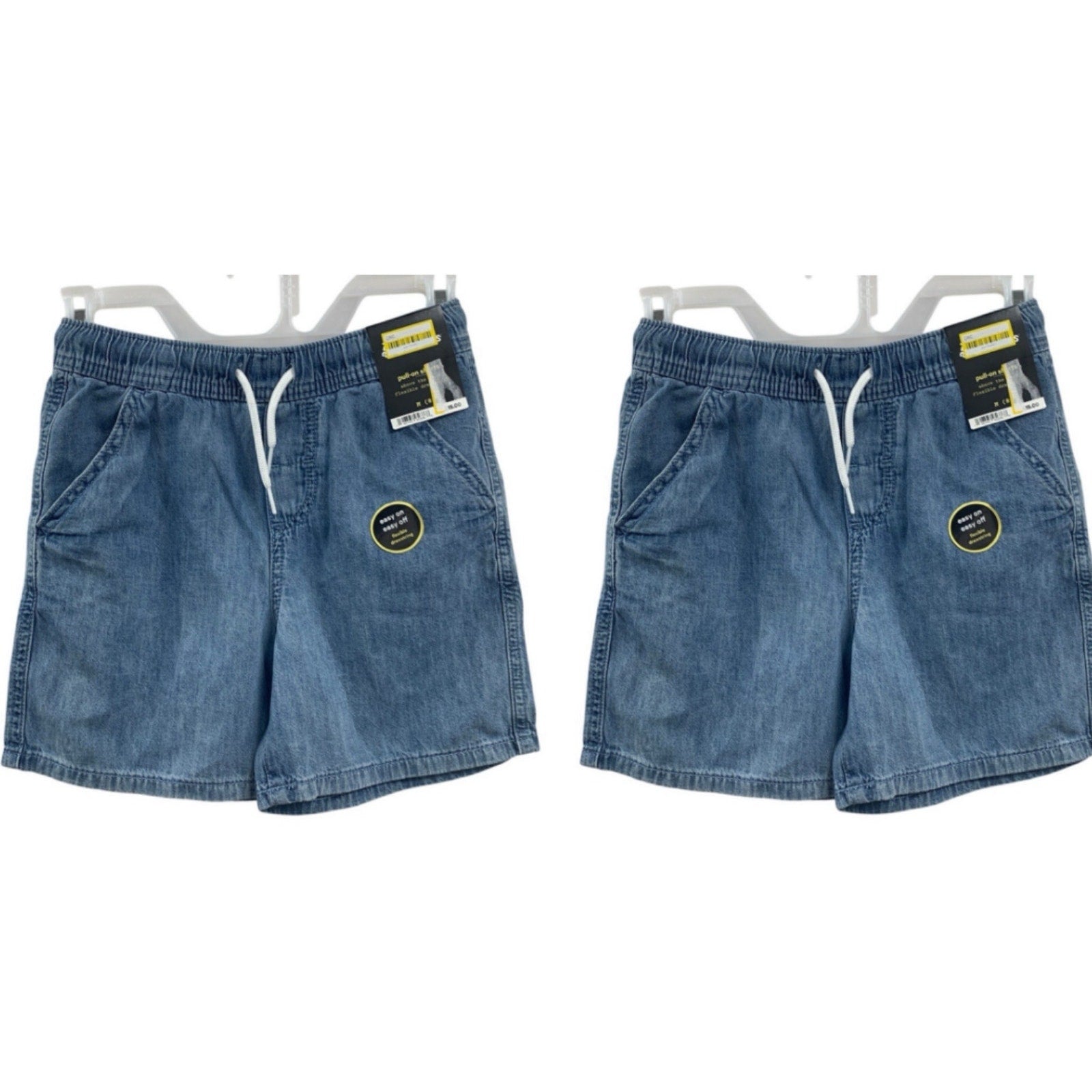 2 New Cat & Jack Kids Small (6/7) 100% Cotton Denim Jean Pull On Elastic Shorts