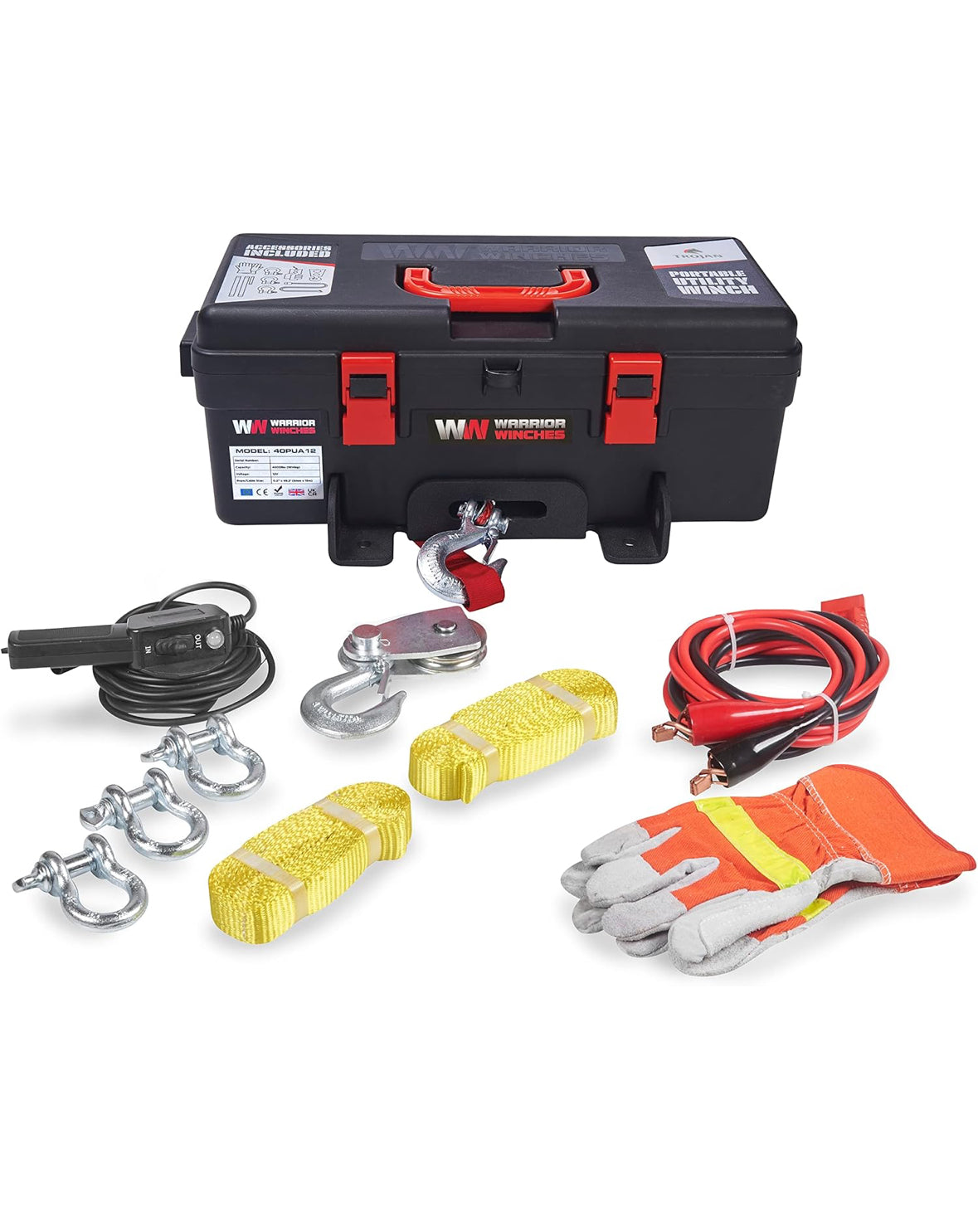 Trojan Portable 12v Electric Winch 4,000lbs - ATV/UTV Winch with Synthetic Rope, Easy to Carry, No Installation – Ideal for Truck, Off