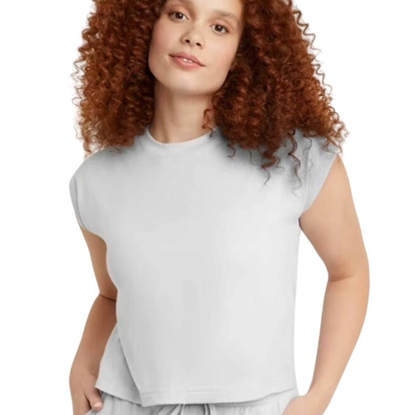 New 5-Pack Hanes Womens Large White Ringspun Cotton Cap Sleeve Muscle Tees