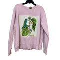 Upcycled Hand Printed Womens XL Vintage Botanical Flower Long Sleeve Sweatshirt