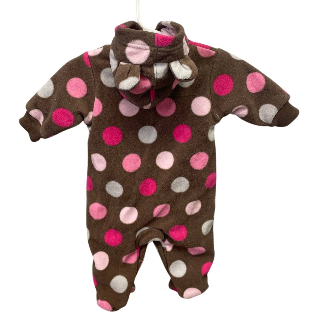 Carter's Baby Girls 3 Months Snap Up Warm Polka Dot Hooded One Piece w Ears