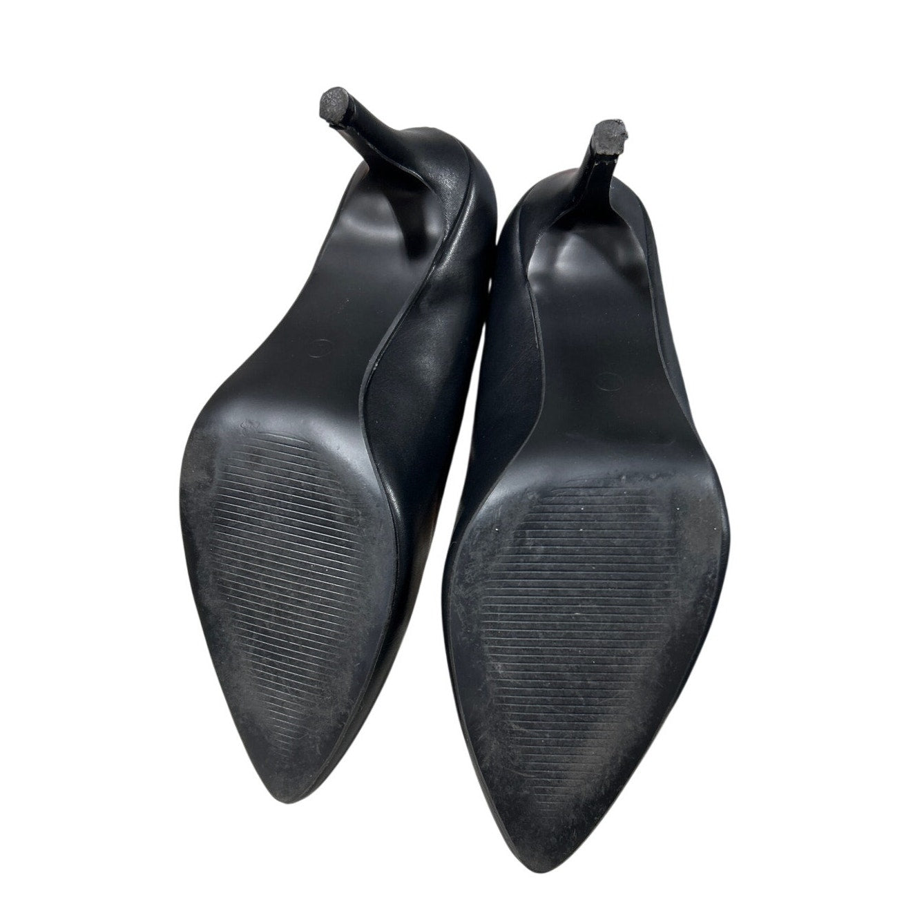 IDIFU Womens Size 7.5 Black 3" Stiletto Heel PU Leather Closed Pointed Toe Shoes