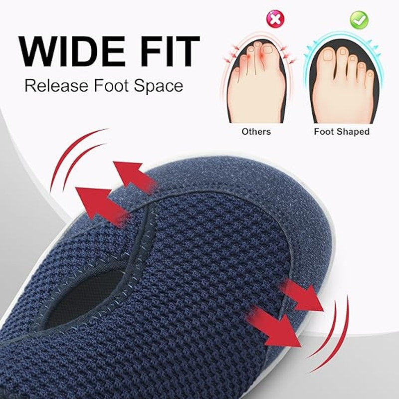 New LeIsfIt Women Size 6.5 Navy Blue Mesh Wide Toe Box Adjustable Diabetic Shoes