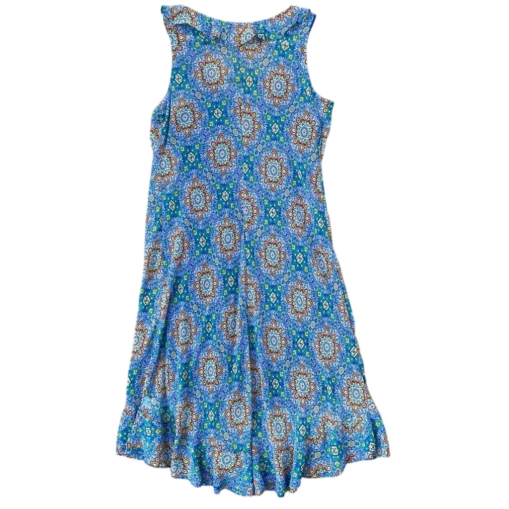 John Paul Richard Womens Large Sleeveless Floral Lace Up Polyester Midi Sundress