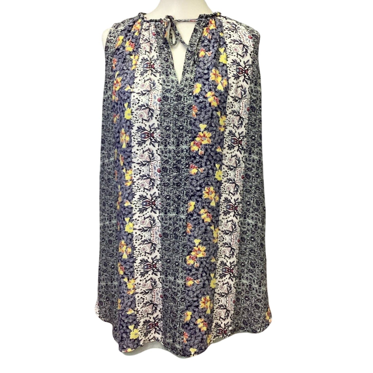Ann Taylor LOFT XS Floral Ruffled V Neck Fully Lined Sleeveless Sheath Dress