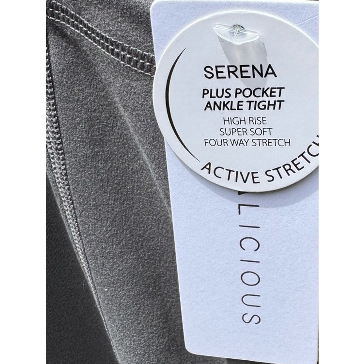 NWT New Yogalicious Womens Size 1X Serena Gray Ankle Stretch Leggings w Pockets