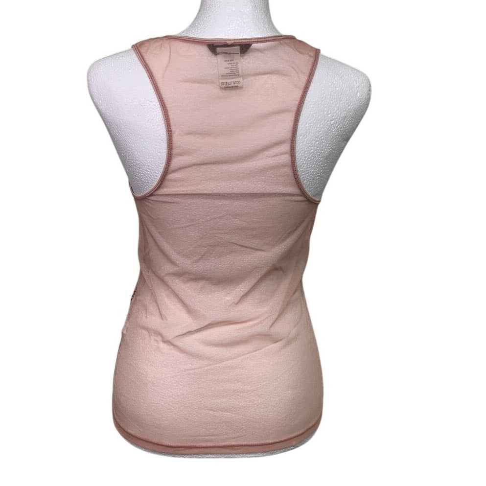 Krizia Womens Size 10 Sleeveless Pink Crew Neck Sheer Sequin Beaded Tank Top