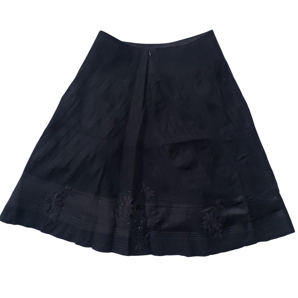 Banana Republic Womens Small Black Wool Blend Floral Beaded Lined Side Zip Skirt