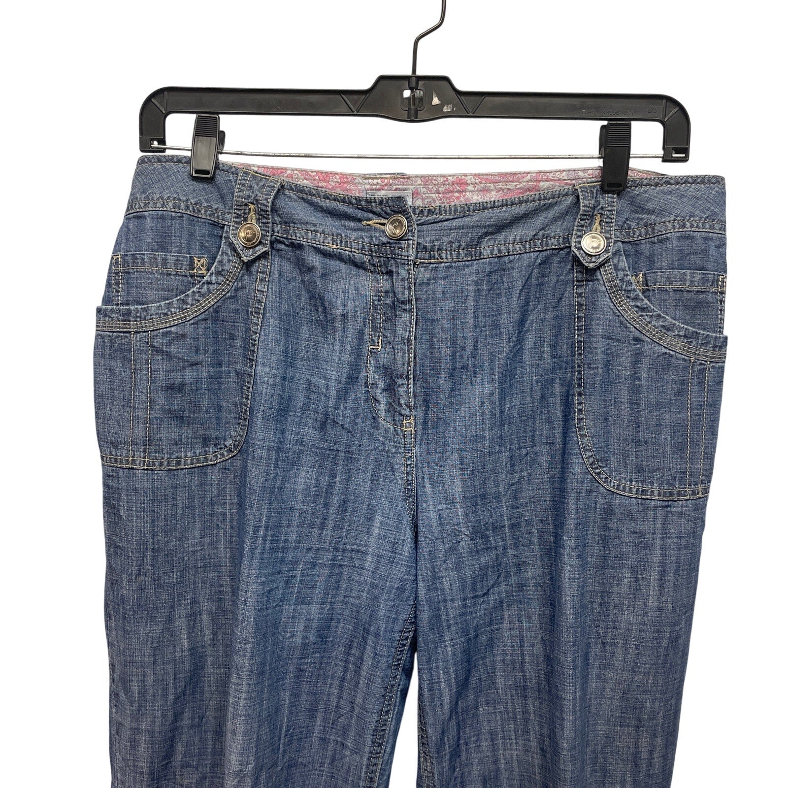 JMS Womens Size 18W 100% Cotton Roll Up Leg Lightweight Denim Blue Jeans