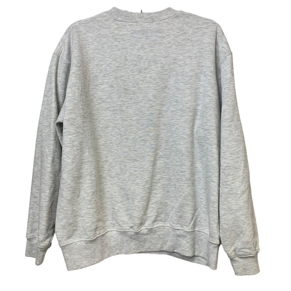 Hand Printed Upcycled Mens Large Gray Pray Crucifix Long Sleeve Sweatshirt