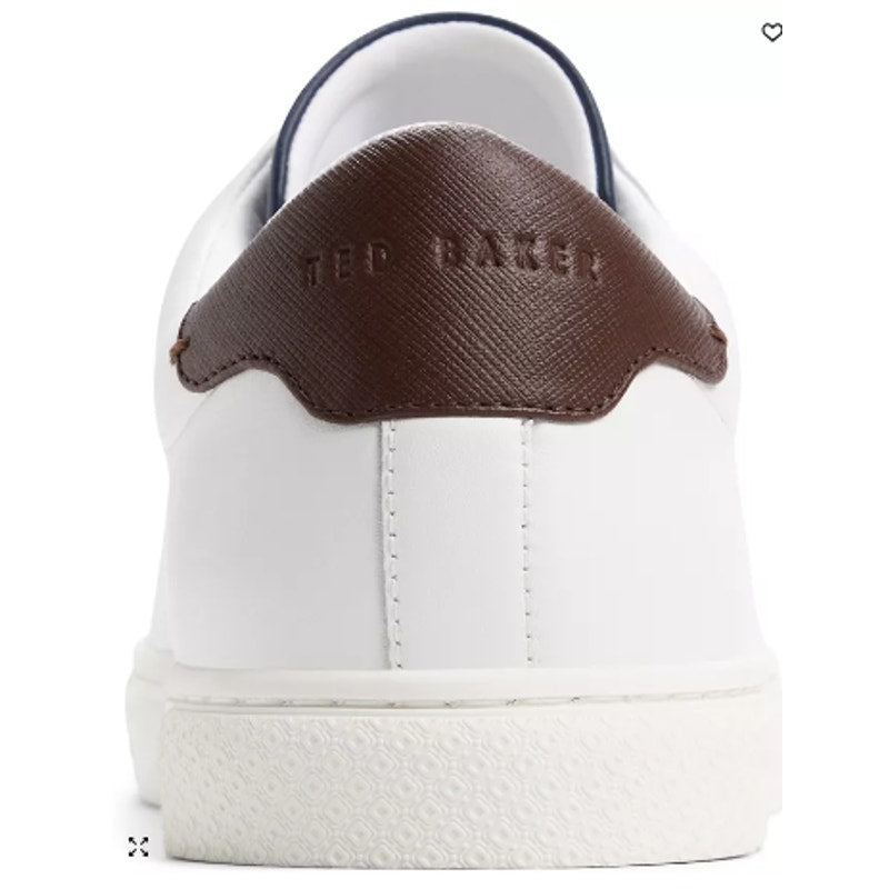 New In Box Ted Baker Mens Size 11 White Leather Robberto Lace Up Sneaker Shoes