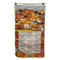 Vintage 1976 Woven Fabric Country Farm Houses Hanging Annual Calendar Towel