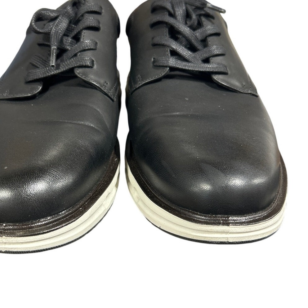 Lands' End Mens Size 11 Black Faux Leather Lace Up Sport Oxford Casual Shoes