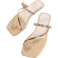 Gorglitter Womens 8.5 Butterfly Toe Strap Rhinestone Slide On Flip Flop Sandals