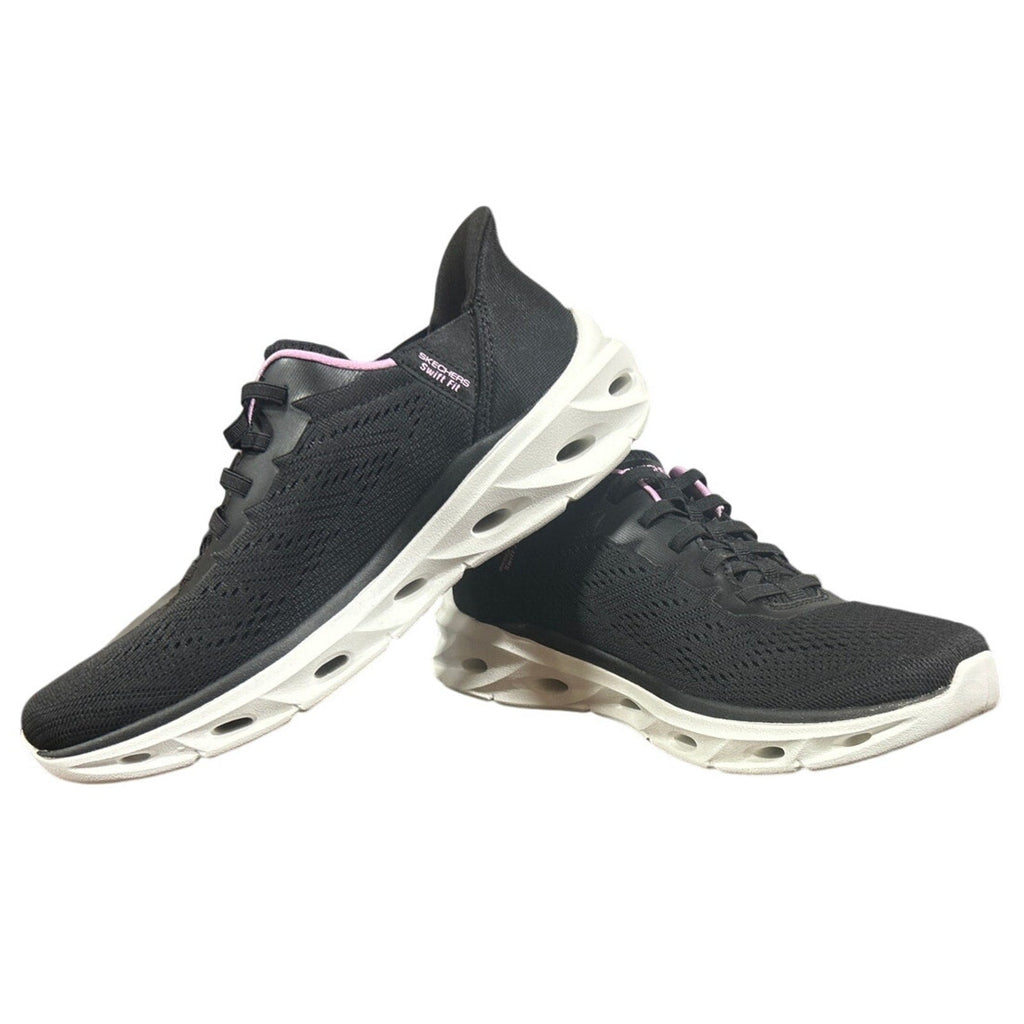 Skechers Womens Size 7.5 Black Pink Mesh Hands Free Swift Fit Shoes w Box