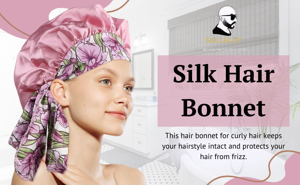 Curly Hair Bonnet Sleeping Hair Bonnet for Protecting Hair from Damage/Breakage Cute Bow Design Adjustable Bonnet for Long/Curly/Wavy Hair Sleep Bonnet for Natural Hair Protection