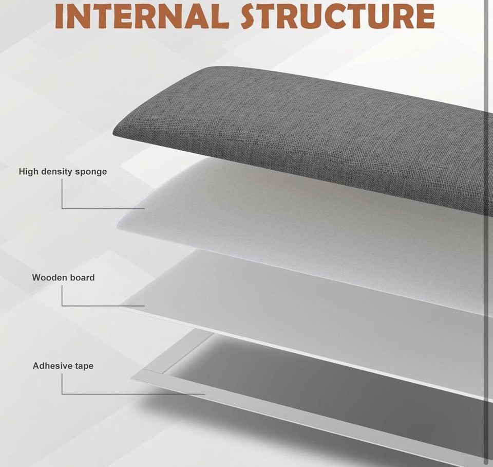 IFNOW Upholstered Wall Mounted Headboard, 3D Soundproof Wall Panels Peel and Stick Headboard for Queen Size, Reusable and Removable Tufted Bed Headboards in Dark