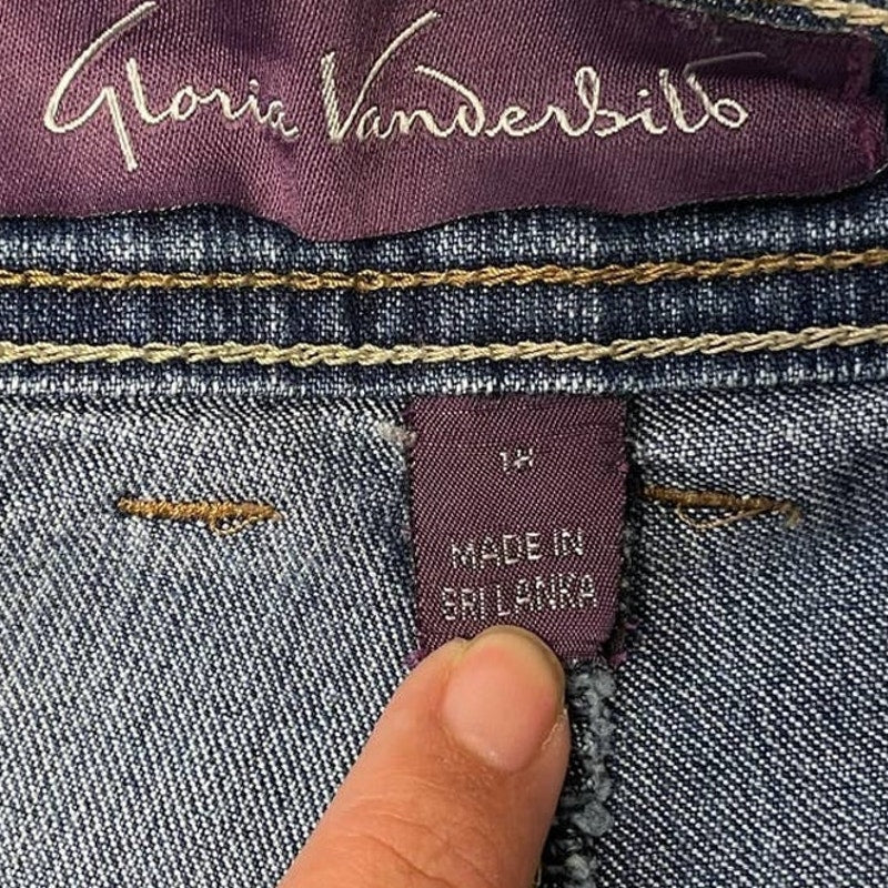 Gloria Vanderbilt 18 Long Stretch Cotton Tapered Leg Denim Blue Jeans 32 Inseam