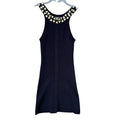 BCBG MaxAzria Womens Medium Black Sleeveless Embellished Neck Bodycon Dress