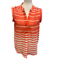 Antilia Femme Womens Small Sheer Striped Sleeveless Tank Top Blouse Shirt