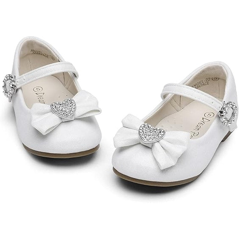 New Dream Pairs Toddler Girls Size 6 White Sparkle Rhinestone Heart Bow Shoes