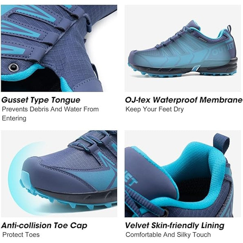 Outjet Womens 7 Blue Purple Lace Up Waterproof Lightweight Non-Slip Hiking Shoes