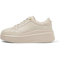 Lucky Step Womens Size 8.5 Beige Faux Leather 2" Platform Lace Up Sneaker Shoes