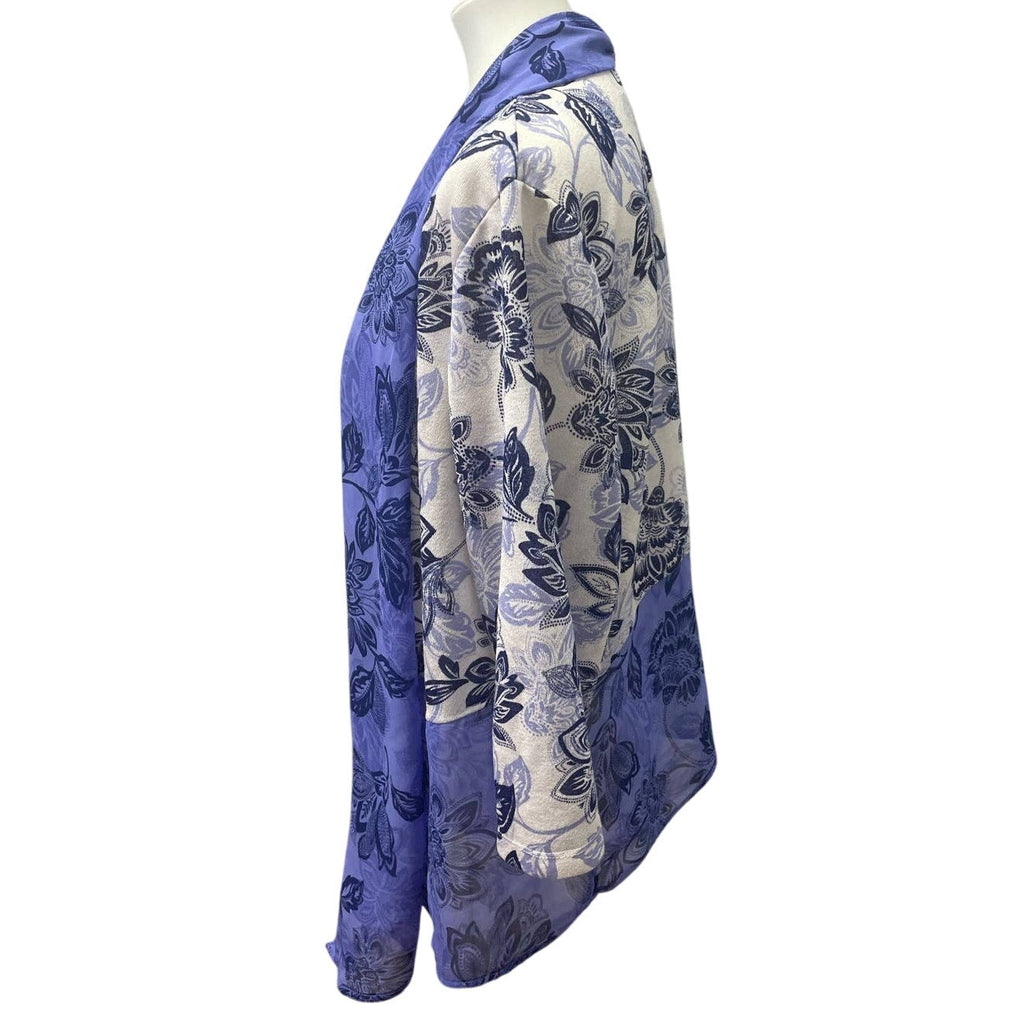 Alfred Dunner Womens 3X Long Sleeve Sheer Open Front Floral Cardigan Coverup