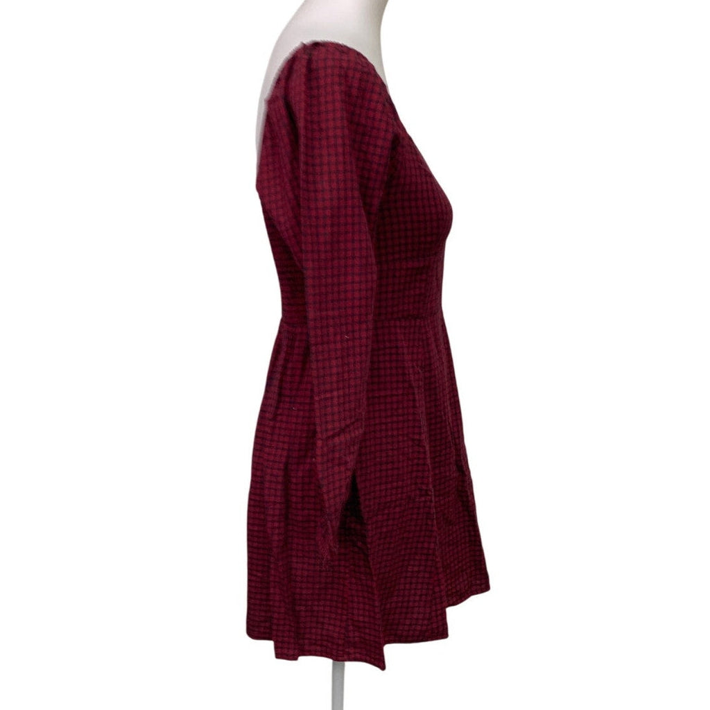 New American Eagle Womens Small 100% Cotton Long Sleeve Plaid Dress