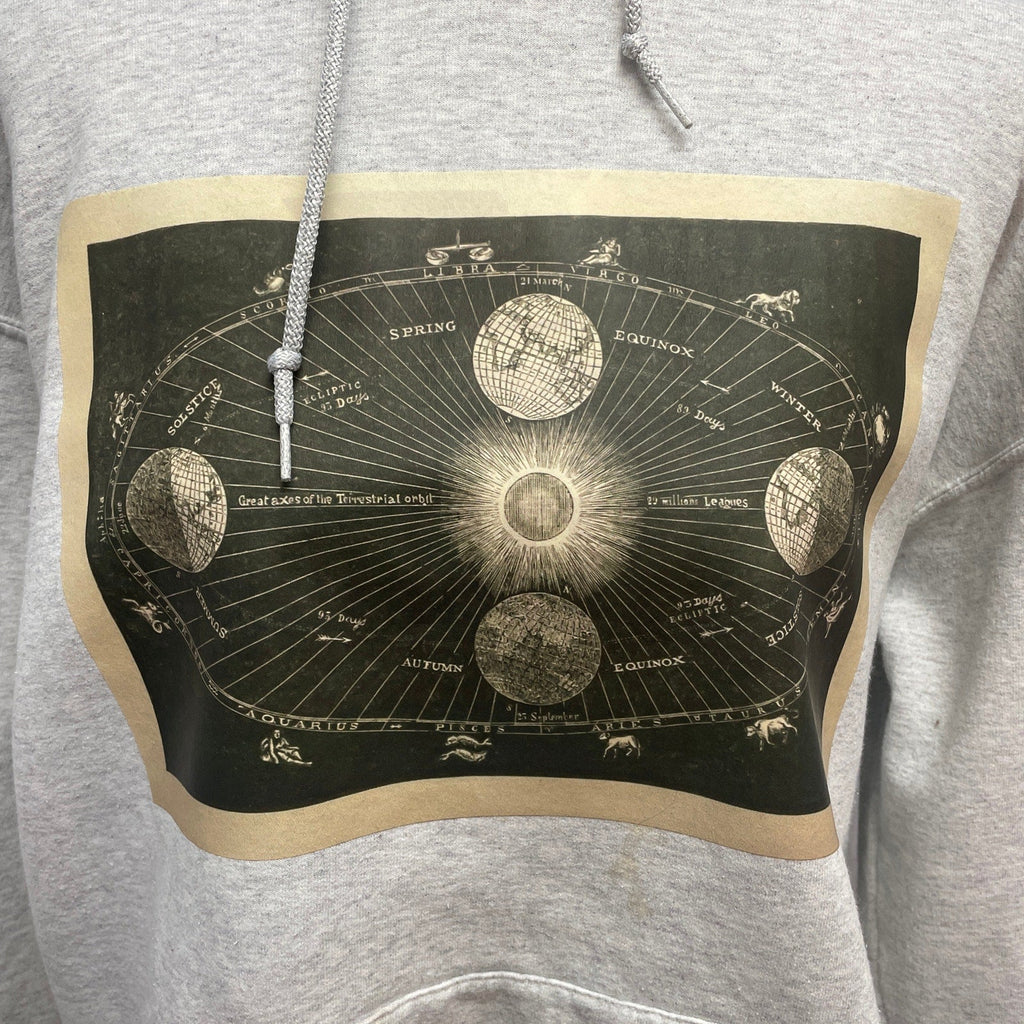 Hand Printed Upcycled Large Vintage Book Page Astrology Chart Sweatshirt Hoodie