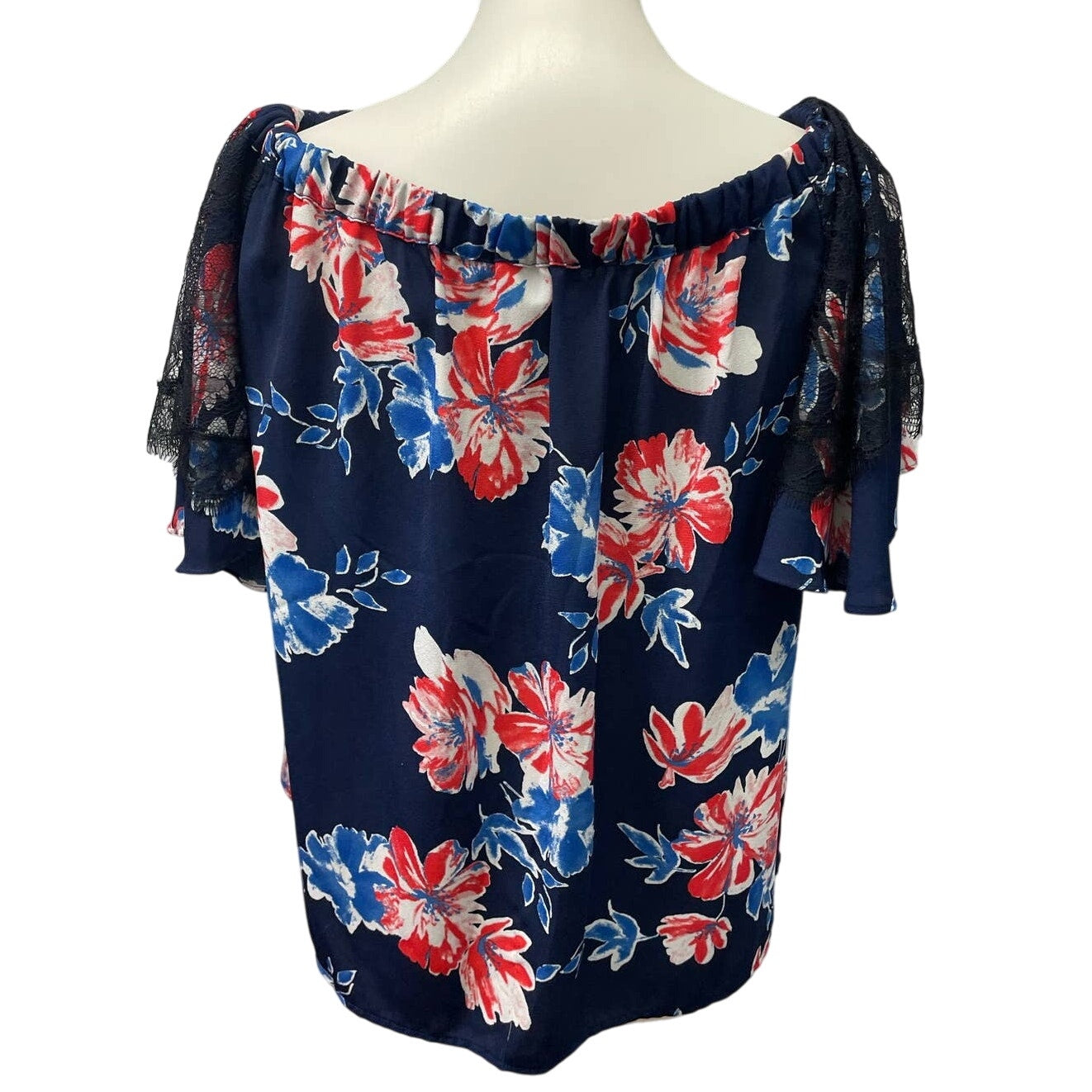 Collective Concepts Womens Large Off Shoulder Floral Polyester Flowy Blouse Top
