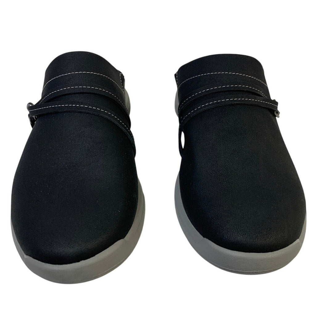 JSport Womens Size 9 Black Faux Leather Gina Slip On Memory Foam Sneaker Shoes