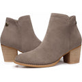 Shibever Womens Size 6 Tan Faux Suede Side Zip 2.5" Heel Ankle Boots Booties