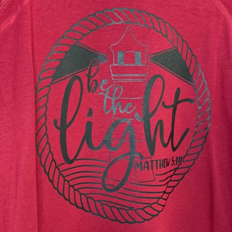Upcycled Hand Printed Womens Medium Lighthouse Jesus Be The Light Sweatshirt