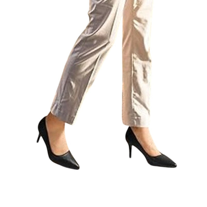IDIFU Womens Size 7.5 Black 3" Stiletto Heel PU Leather Closed Pointed Toe Shoes
