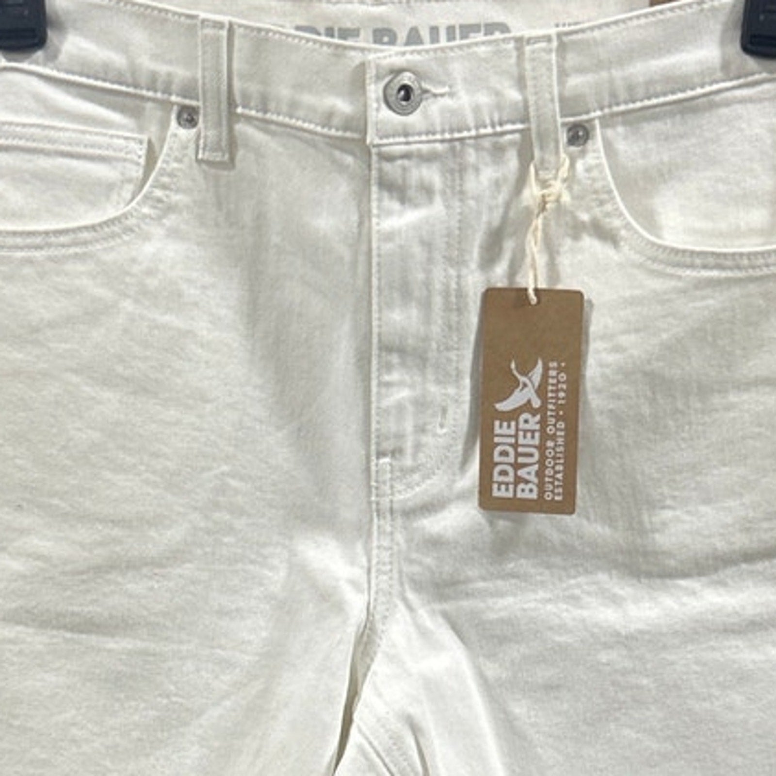 New Eddie Bauer Womens Size 2 White Stretch Cotton High Rise Cutoff Denim Shorts