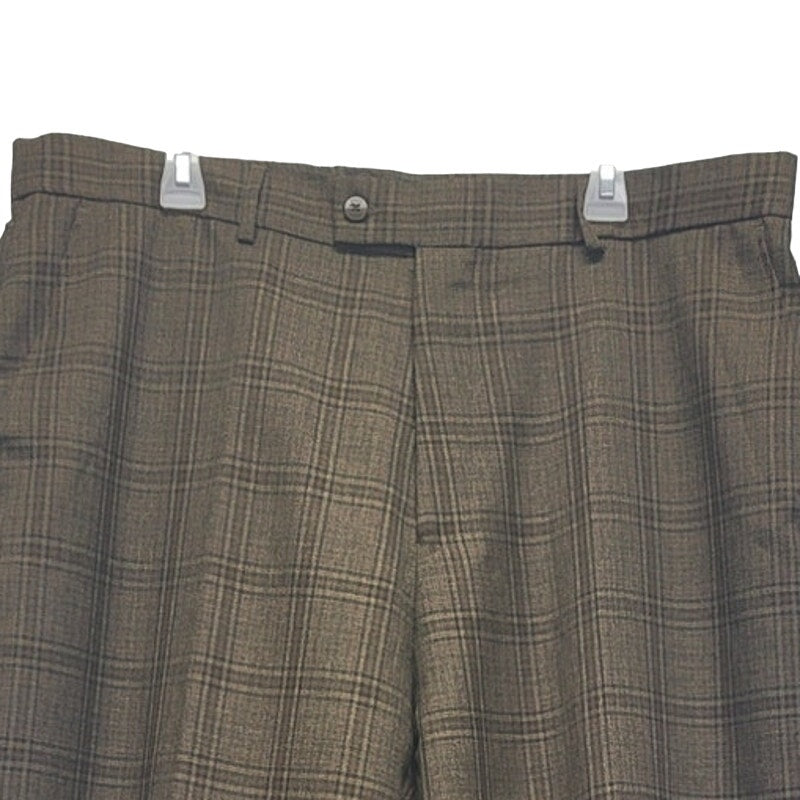 Stacy Adams Mens 42X32 100% Rayon Plaid Multi Pocket Flat Front Dress Pants