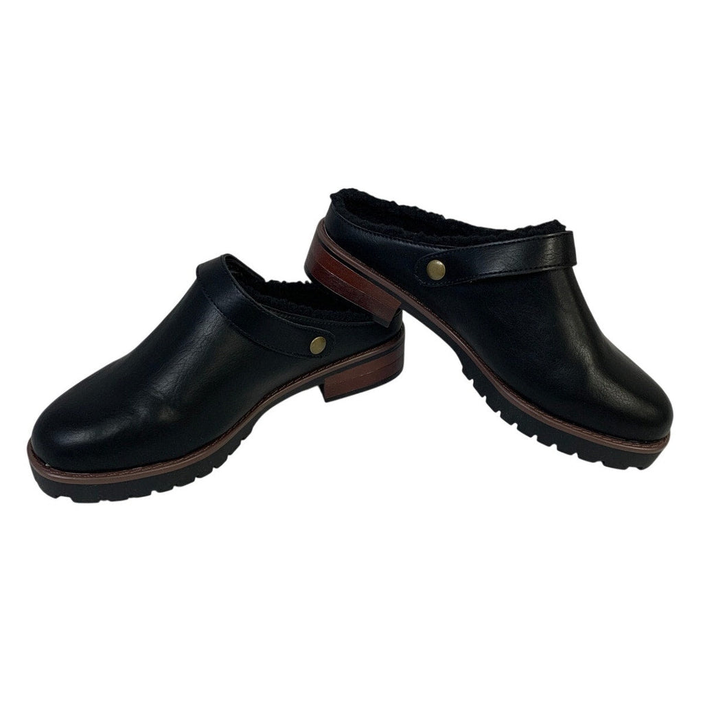 Kensie Womens Size 7 Black 1.5" Heels Clog Fuzzy Lined Slip On Round Toe Shoes