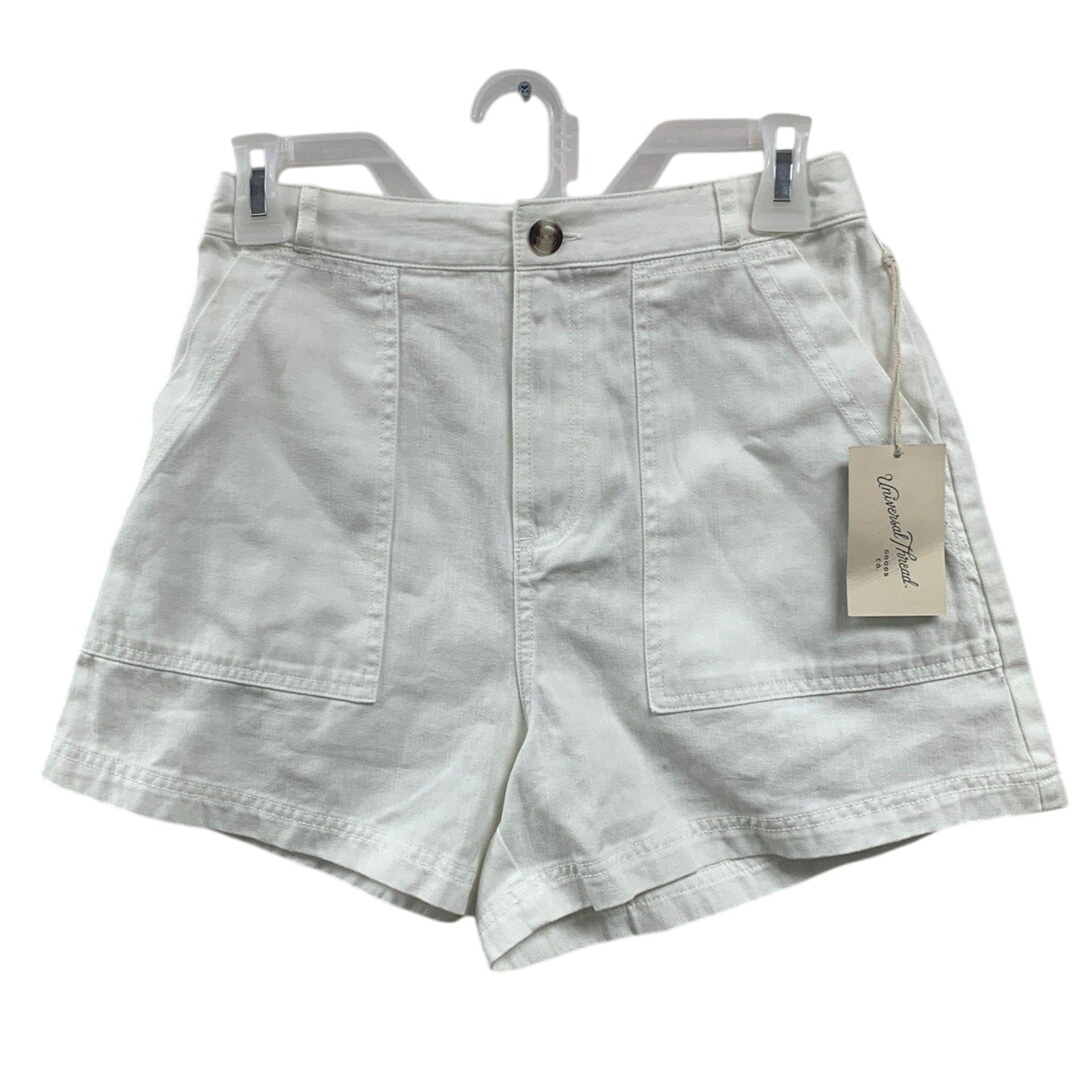 New Universal Thread Womens Size 12 100% Cotton White Front Pocket Short Shorts